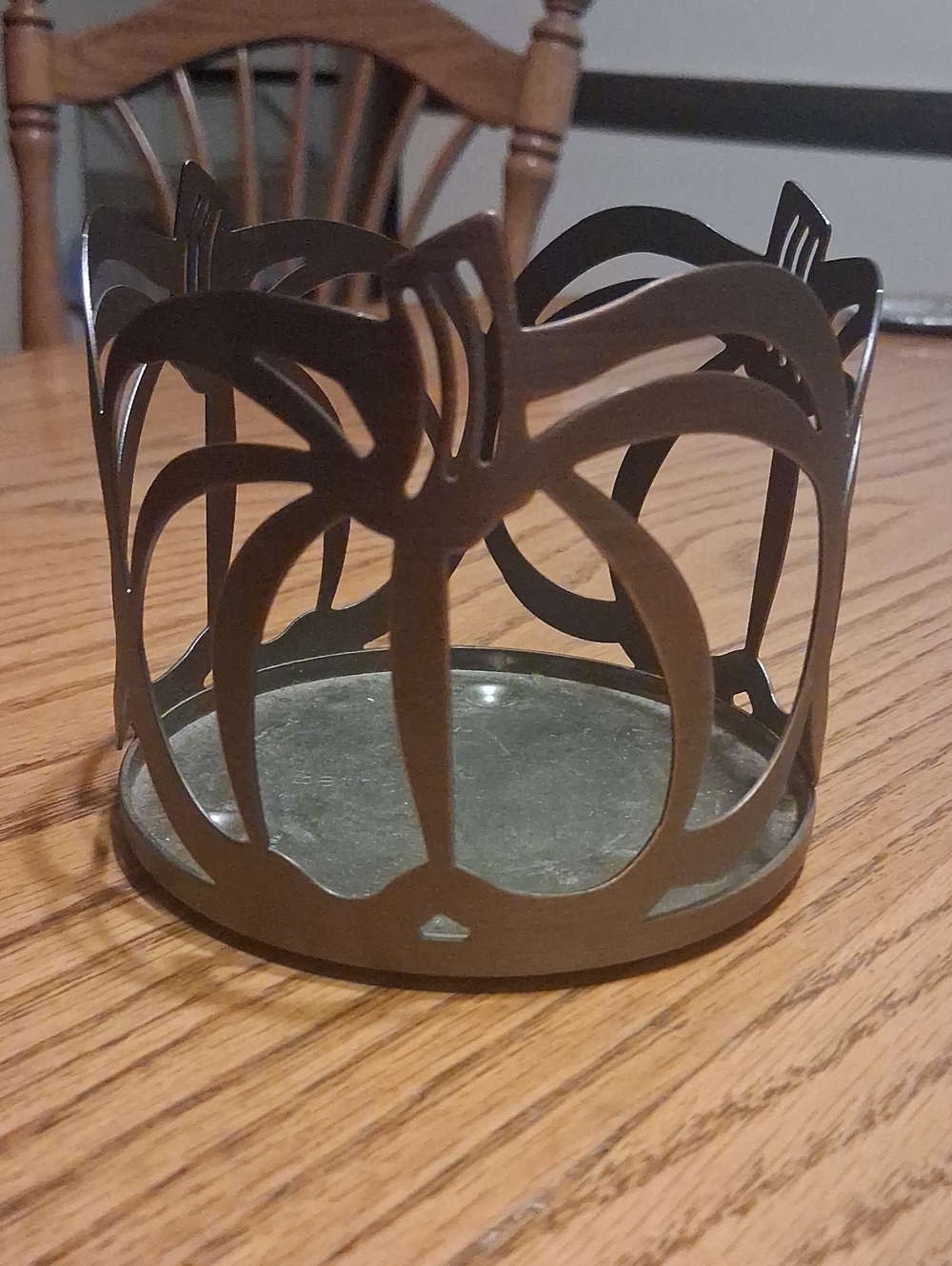 Decorative Metal Pumpkin Candle Holder - Bronze Finish
